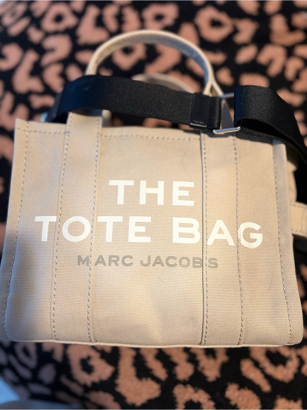 Marc Jacobs Canvas Tote Bag in Beige with Black Strap